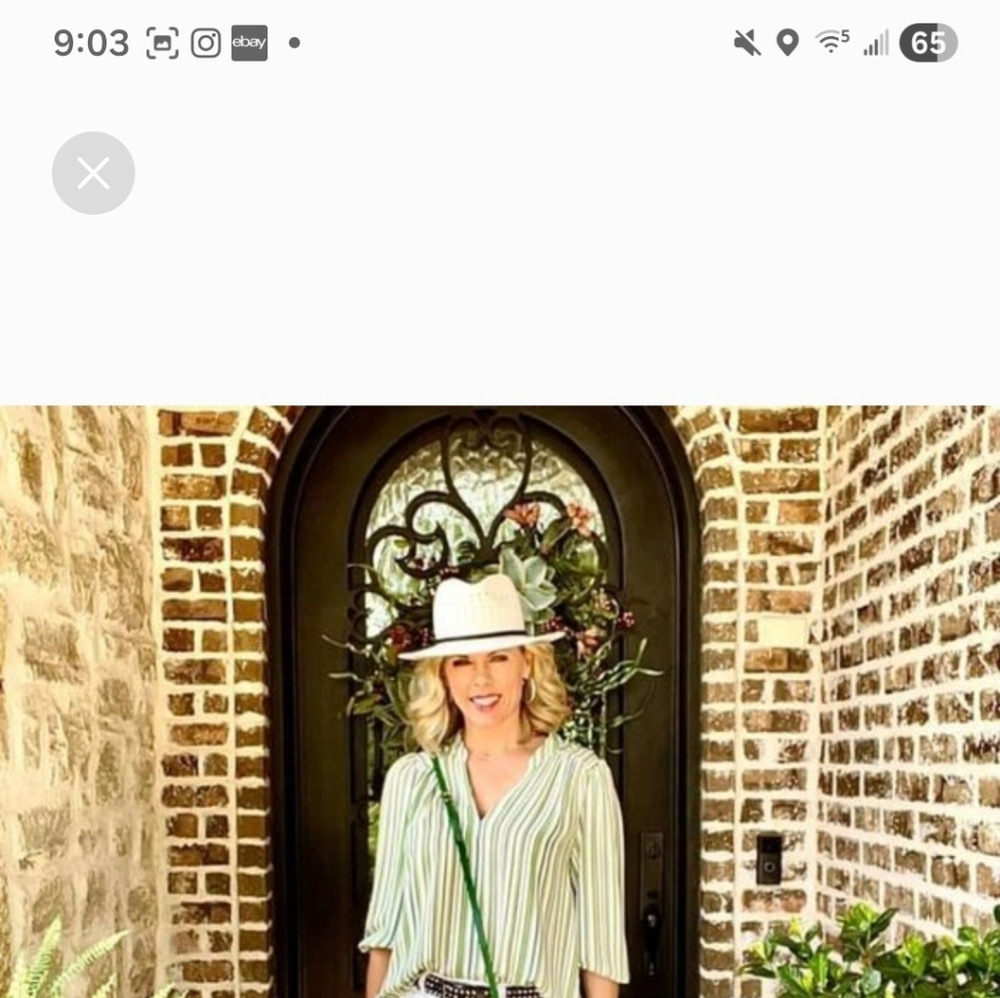 CAbi Green Striped Blouse